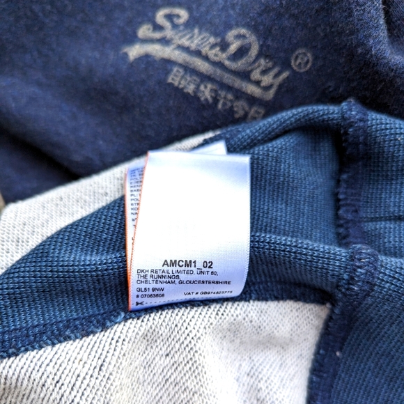 Men's XS two tone blue Super-Dry Vintage Crew Sweater - Picture 8 of 12